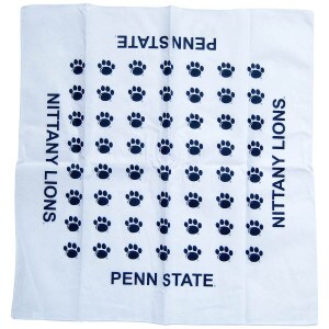 white bandana with navy Penn State Nittany Lions and paw prints